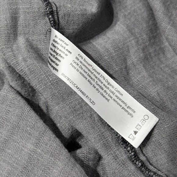 Eileen Fisher Organic Chambray Denim 1/4 Button Long Sleeve Top Women's XS - Picture 8 of 11